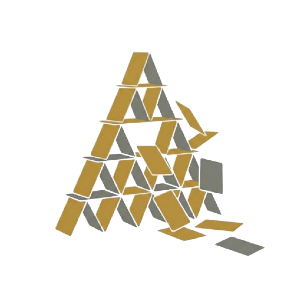 Castelo de cartas desmoronando